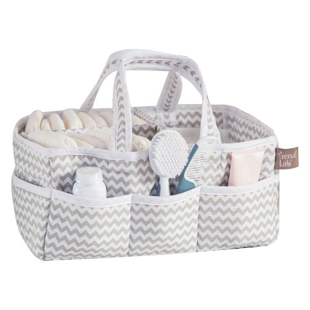 Trend Lab Chevron Geometric 100% Cotton Baby Care Diapers Storage Caddy / Bag